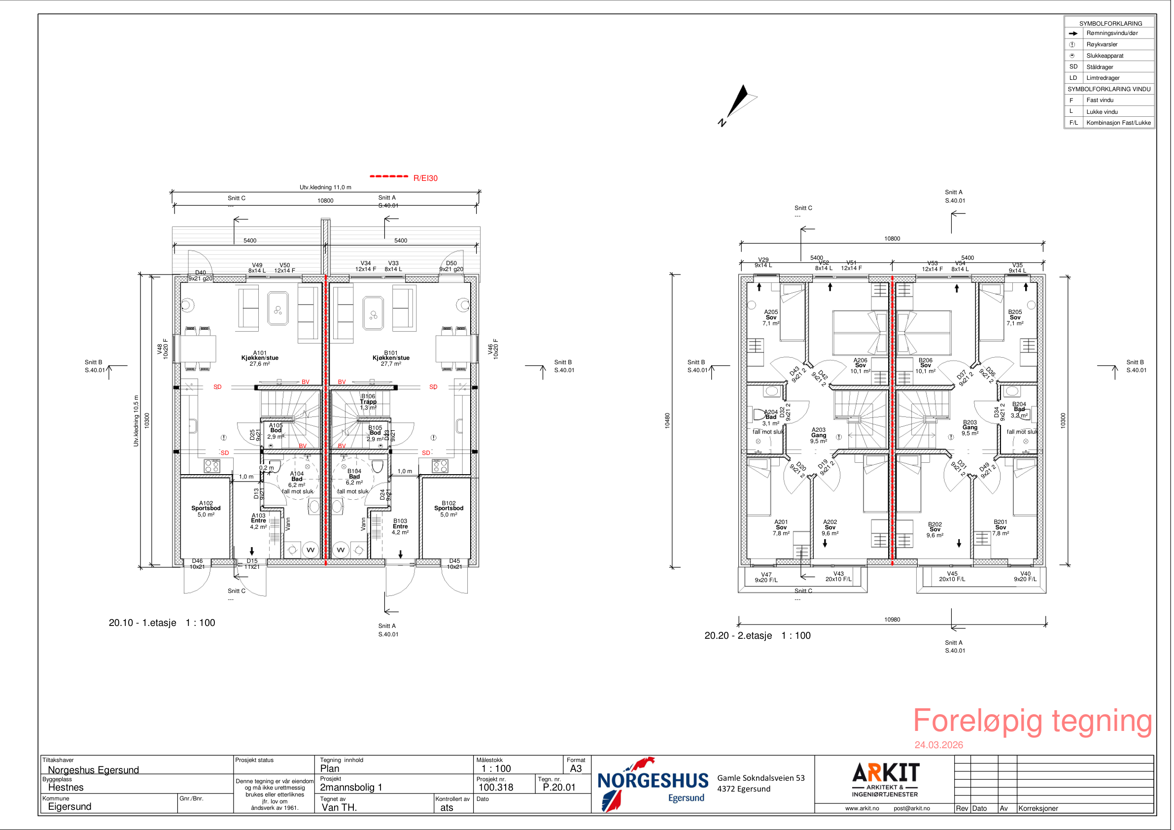 Plantegning Tomannsbolig Type 1
