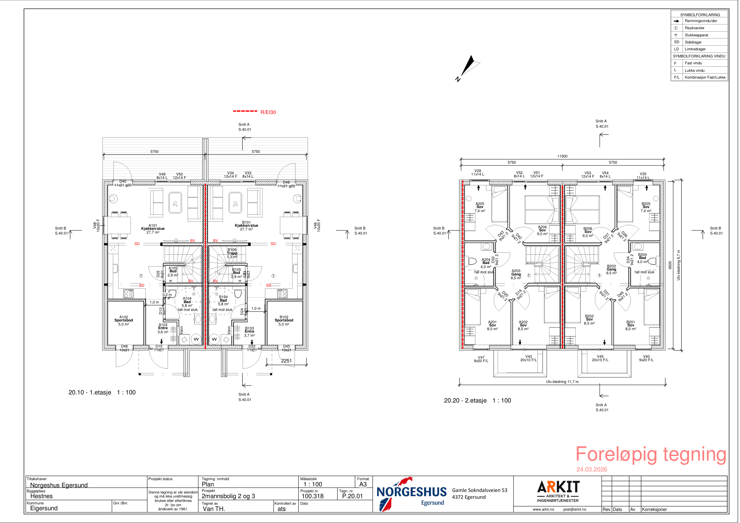 Plantegning Tomannsbolig Type 2